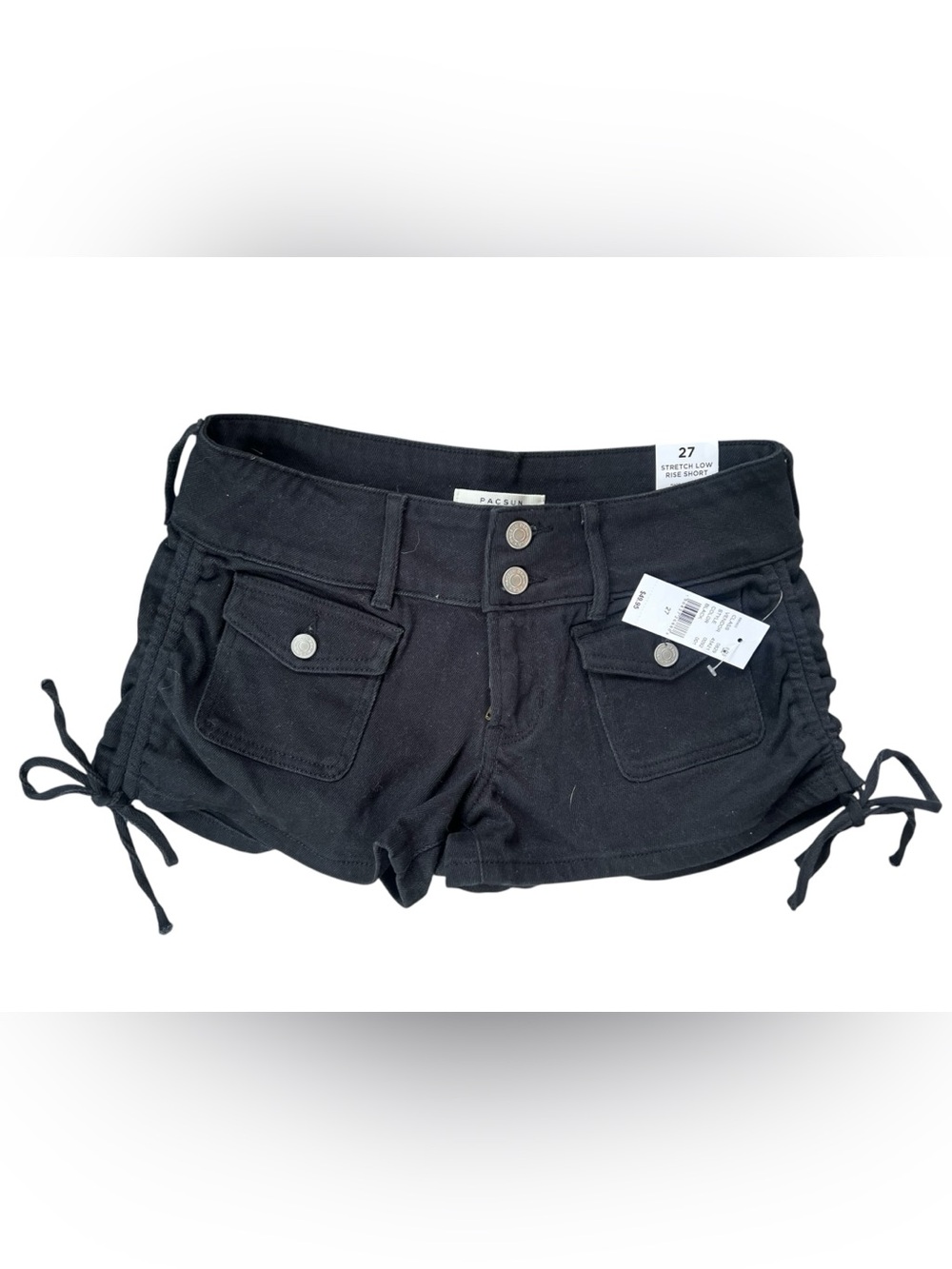 PacSun Black Low-Rise Women's Jean Shorts with Flap Pockets